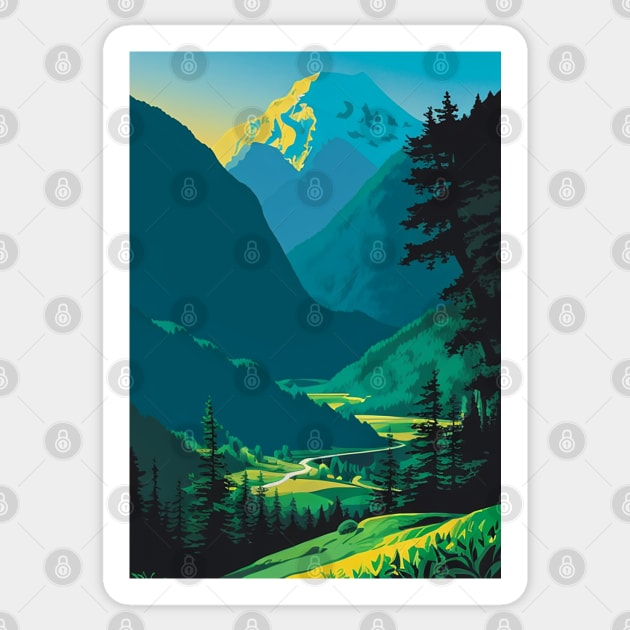 Valley View of a National Park Sticker by CursedContent